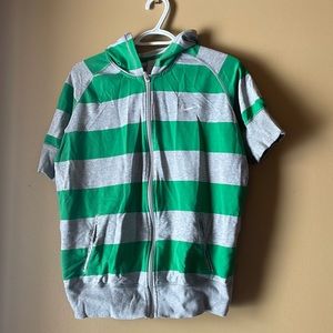 NIKE vintage half sleeve hoodie SzM Kelly green & gray zip up